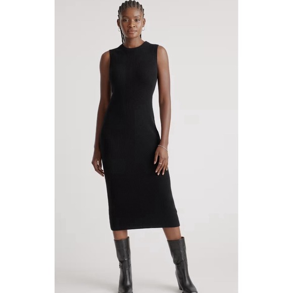 Quince Dresses & Skirts - Quince 100% Mongolian Cashmere Sleeveless Midi Knit Sweater Dress Black XS NWT